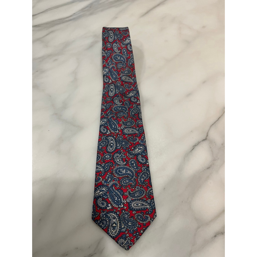 Vintage Leo Chevalier Red Blue Paisley Silk Tie Colourfu Funky Statement 90s Dad
